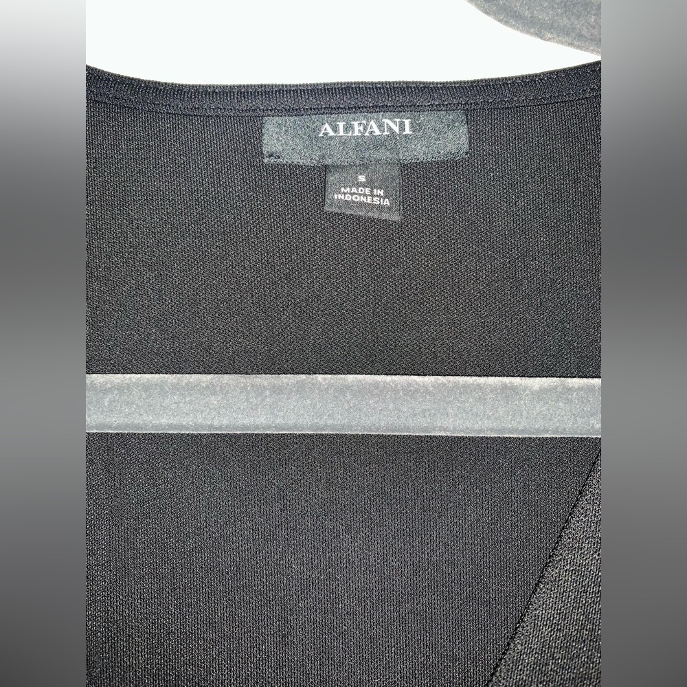 Alfani Black Midi Dress Button Front Short Sleeve (S; Black) - Picture 6 of 6